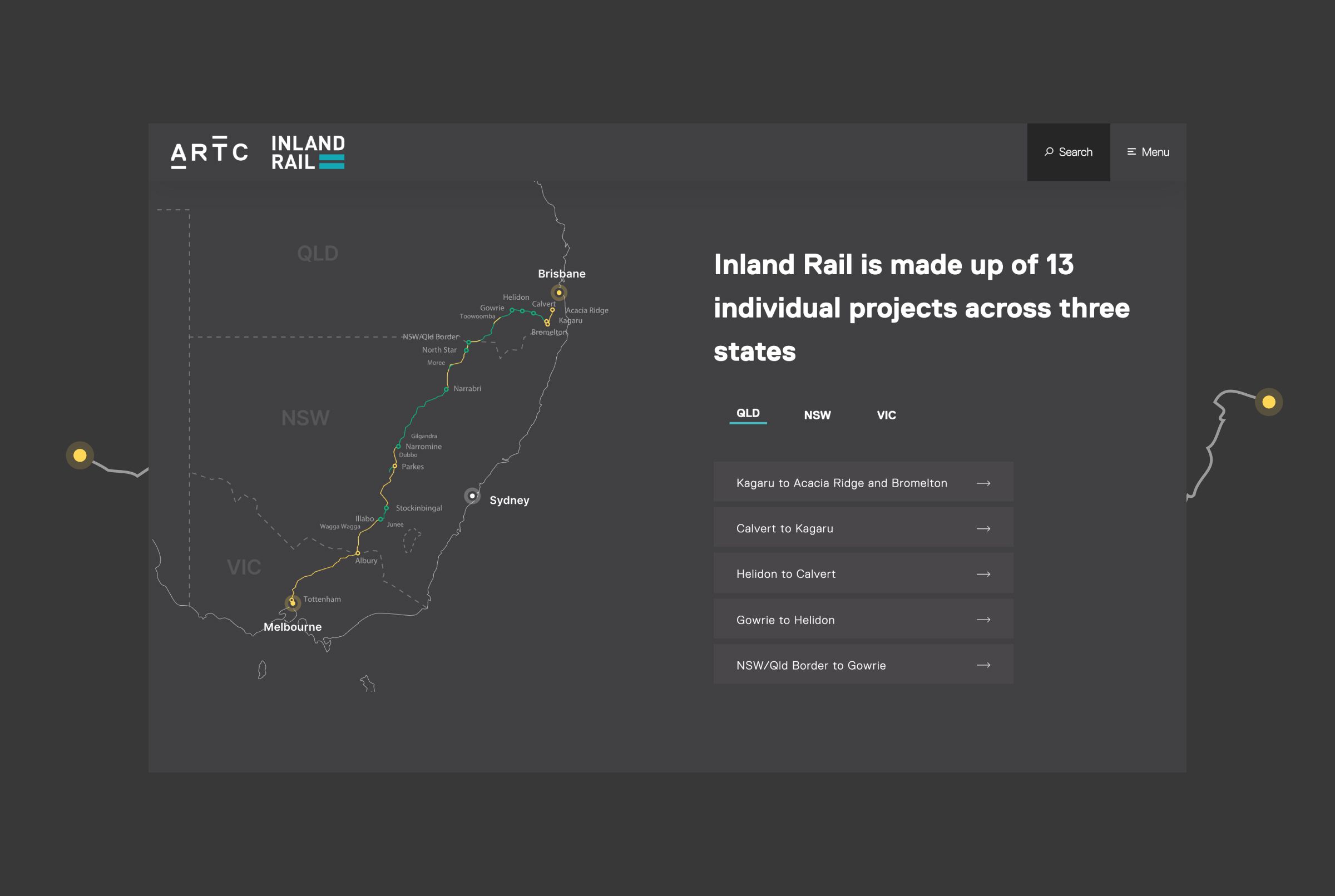 Inland rail interactive map design