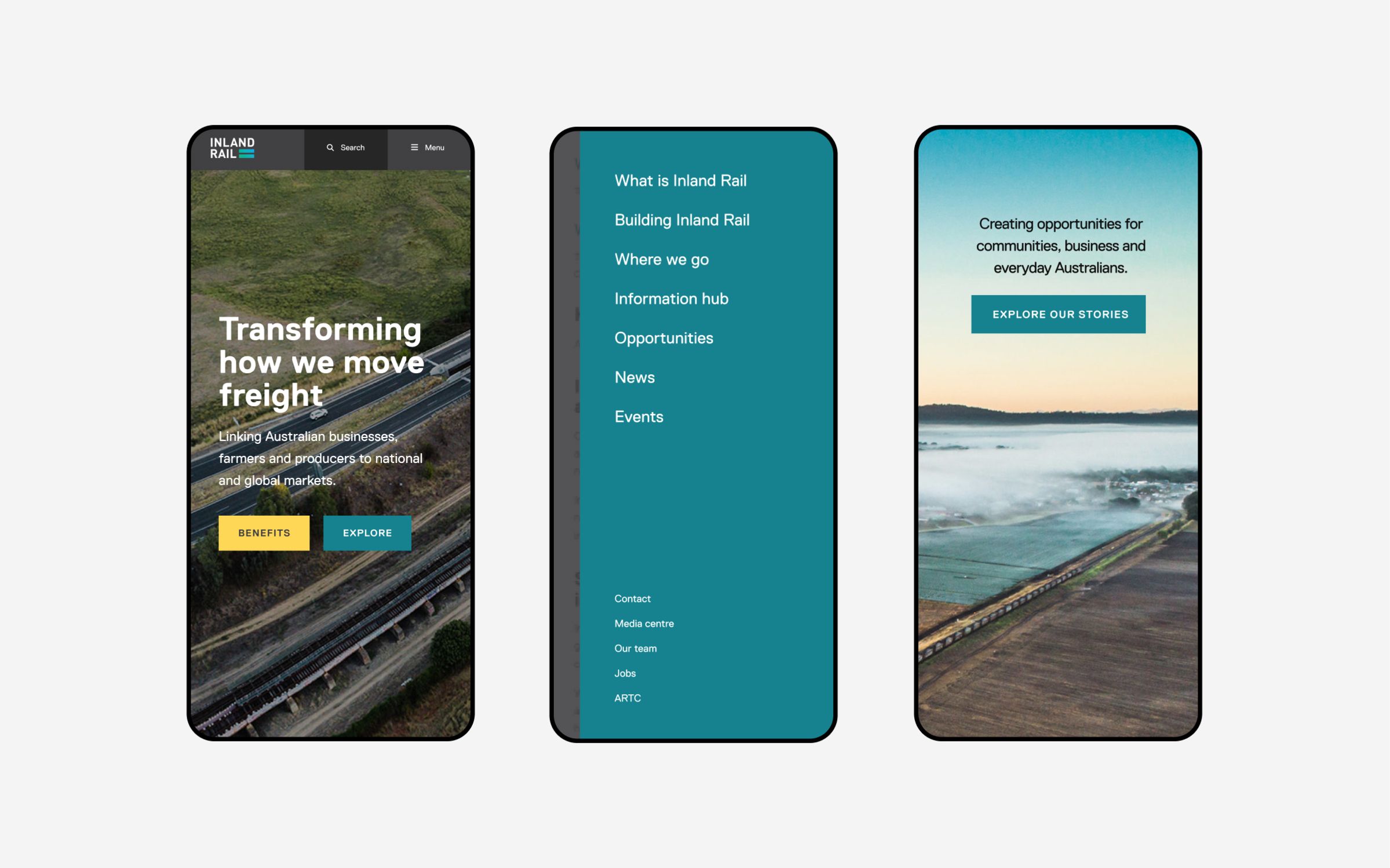 Inland Rail mobile website design