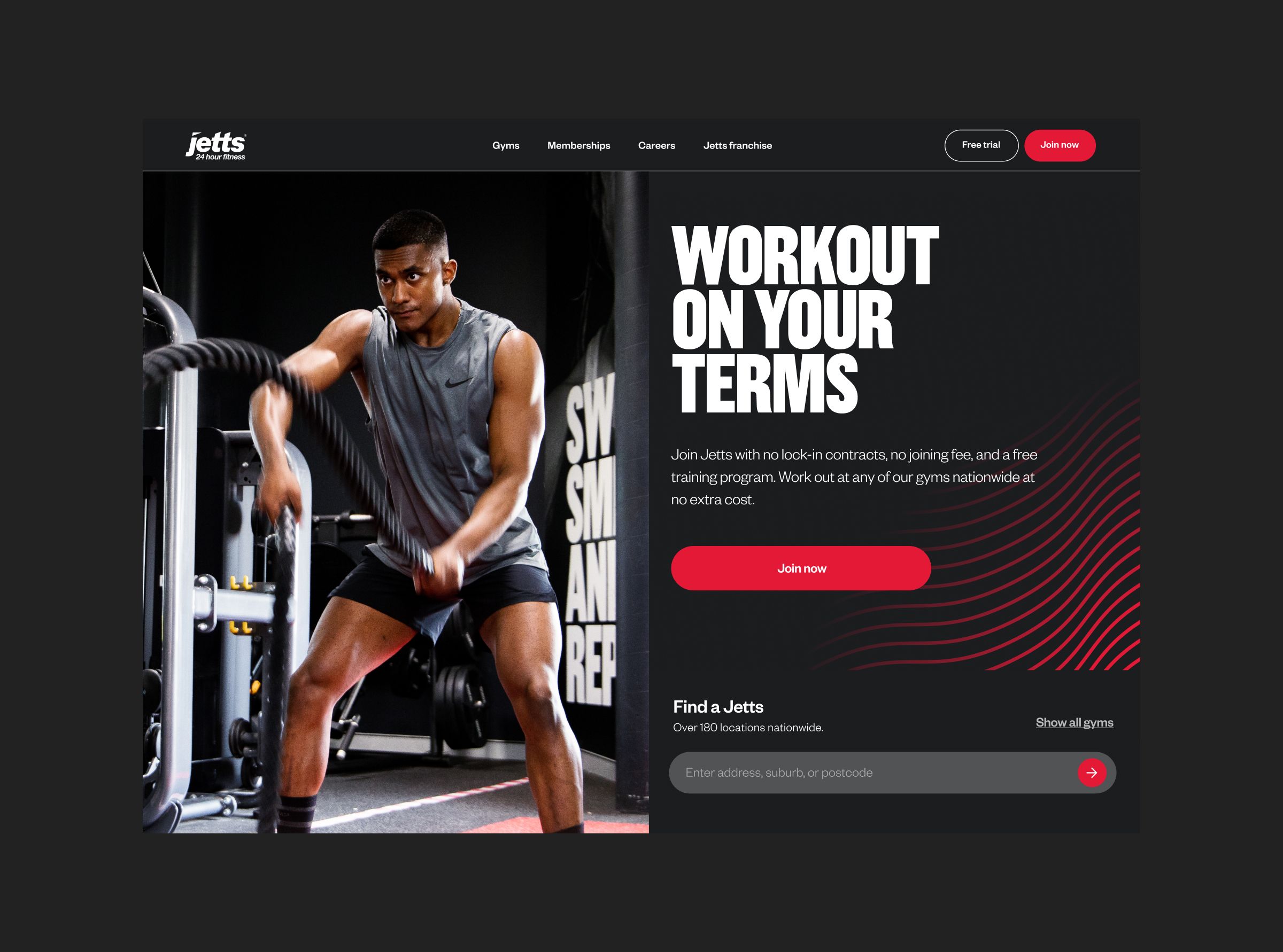 Jetts website landing page design