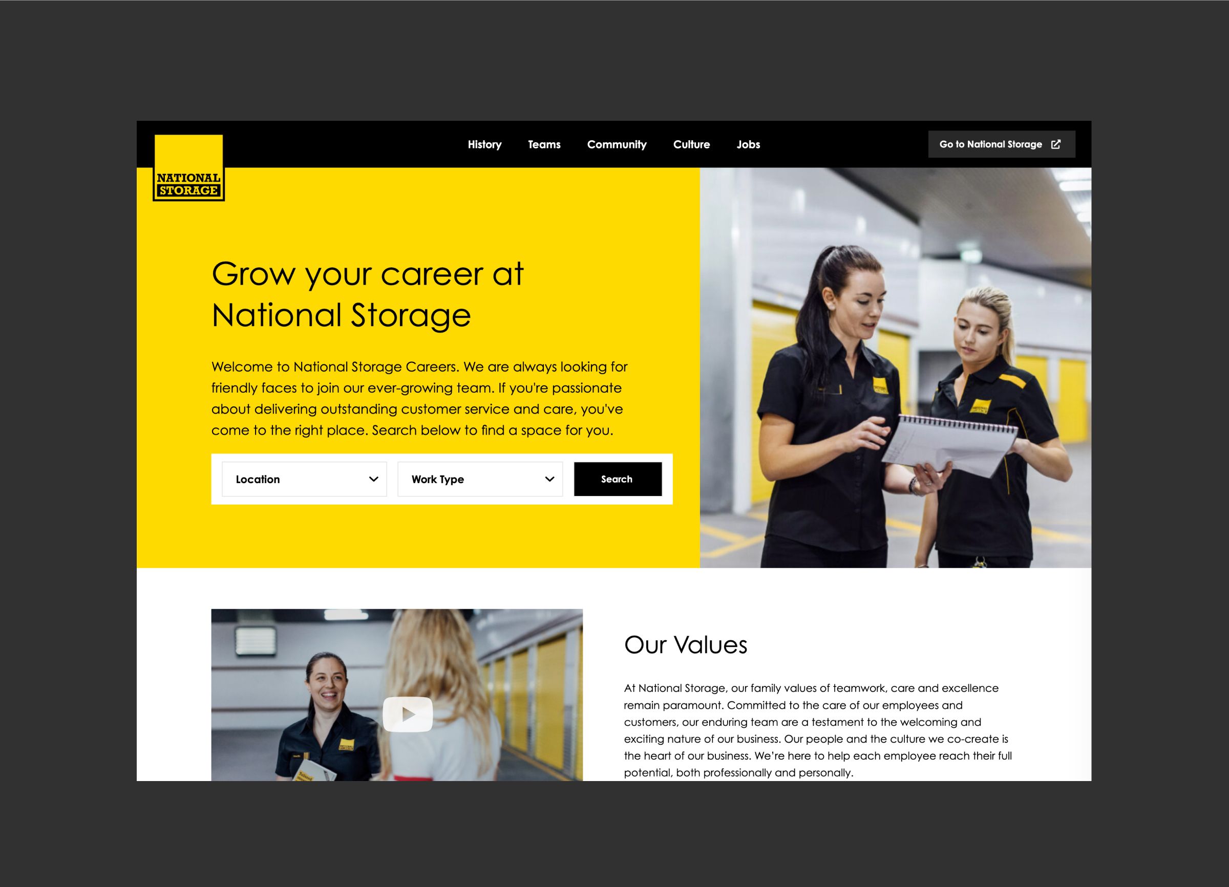 National Storage careers website design