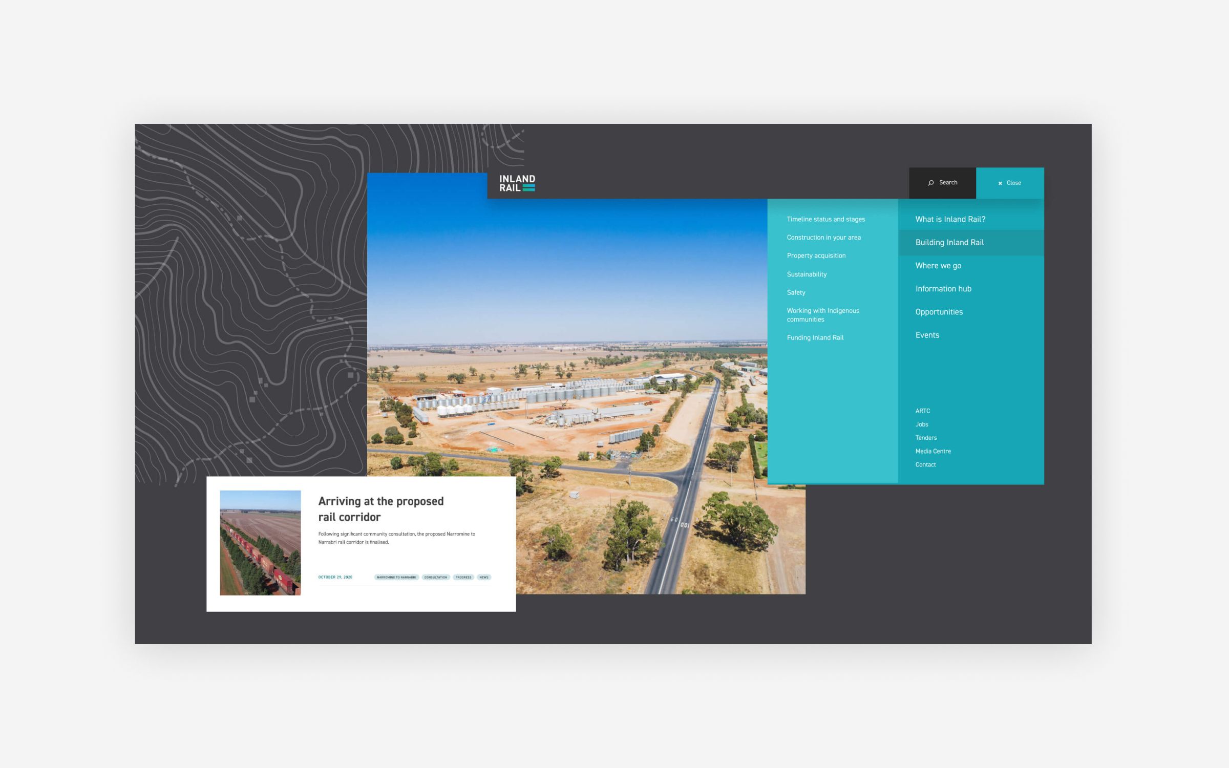 Web design for Inland Rail