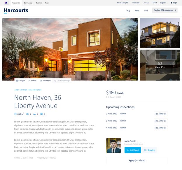 Harcourts website design