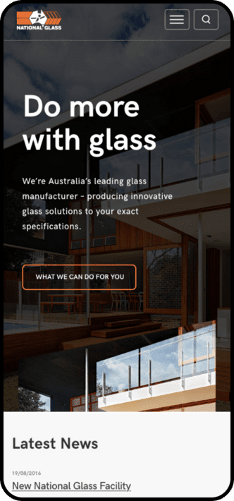 Mobile website design for National Glass