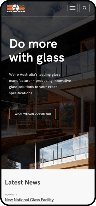 Mobile website design for National Glass