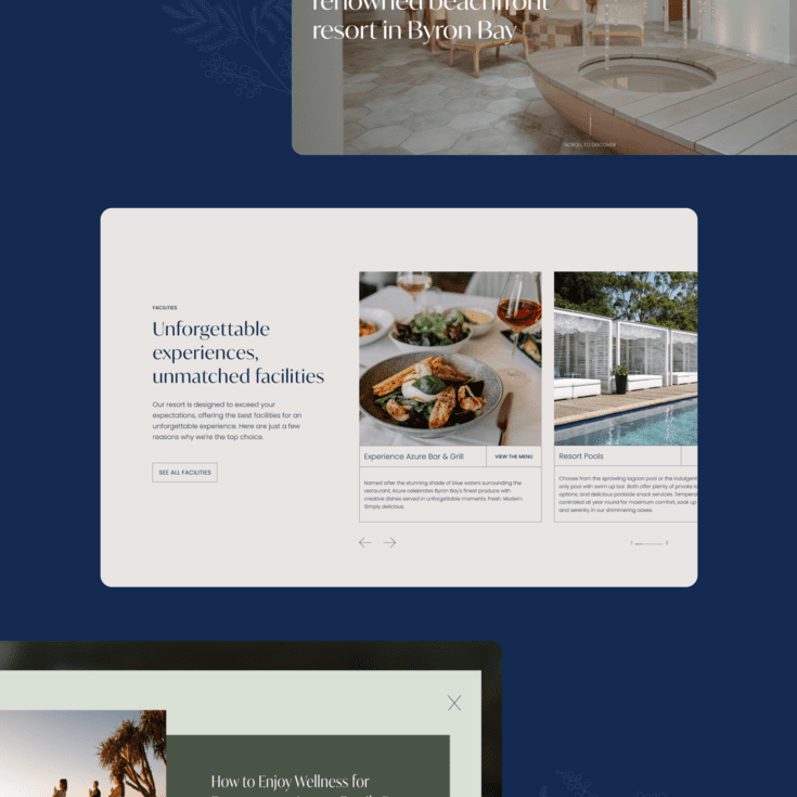 mockups of Elements of Byron website