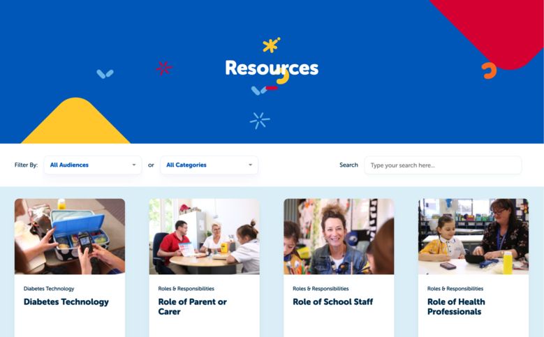 Diabetes Australia research hub UI