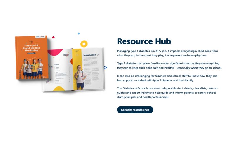 Diabetes Australia website research hub call to action design