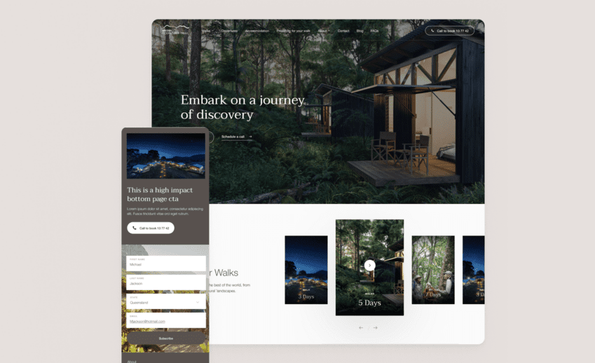 Elements of the Spicers Scenic Rim Trail website design