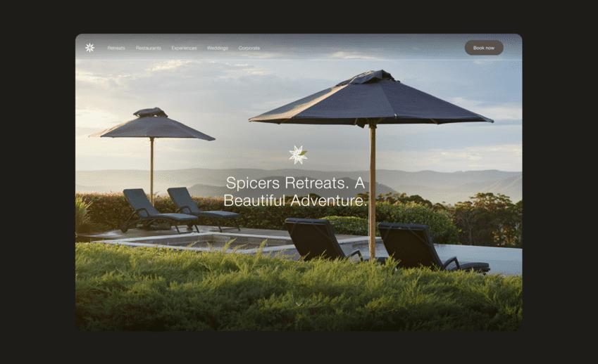 Spicers Retreats website homepage